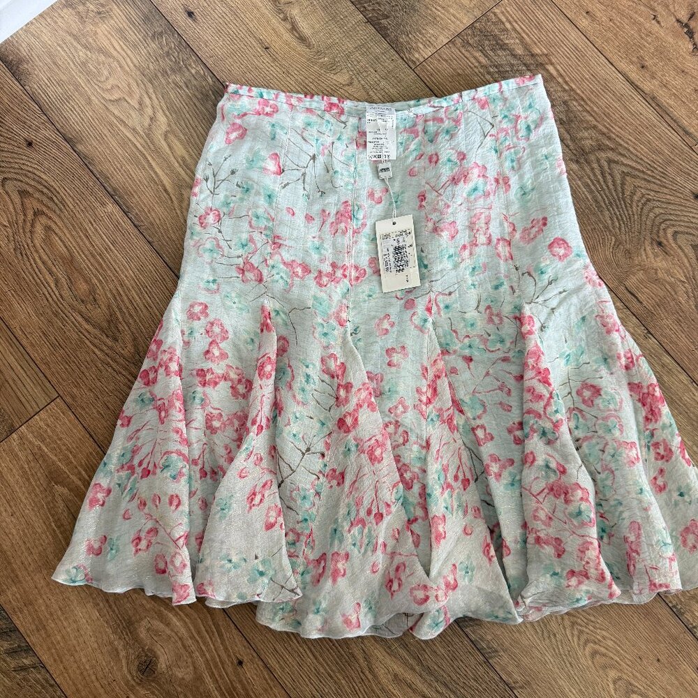 Armani Collezioni Floral A-Line Skirt - Pink and Green